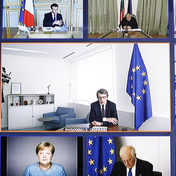 Videoconferencia de líderes europeos. Foto: Europarlamento