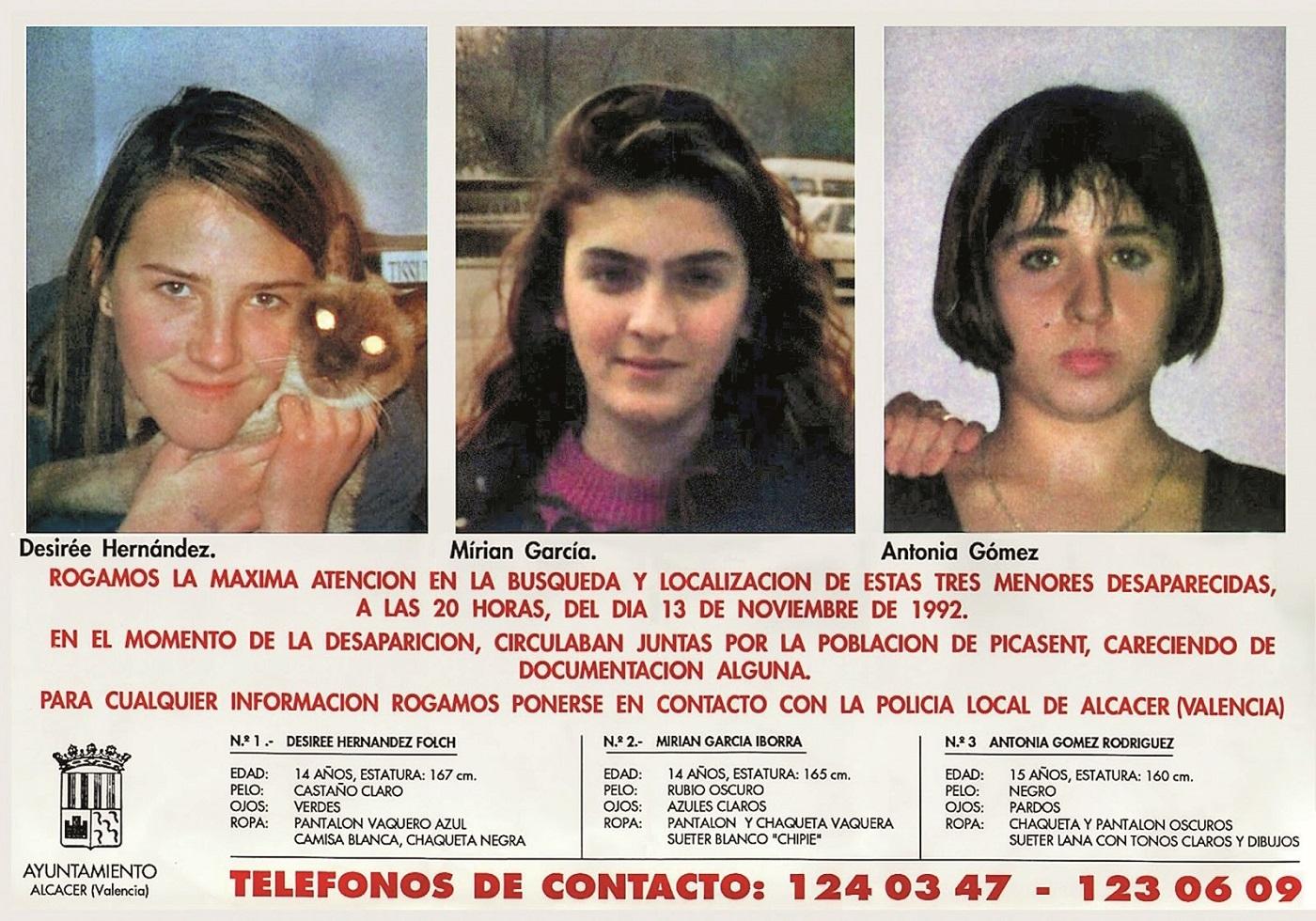 Cartel de la desaparición de las niñas de Alcasser