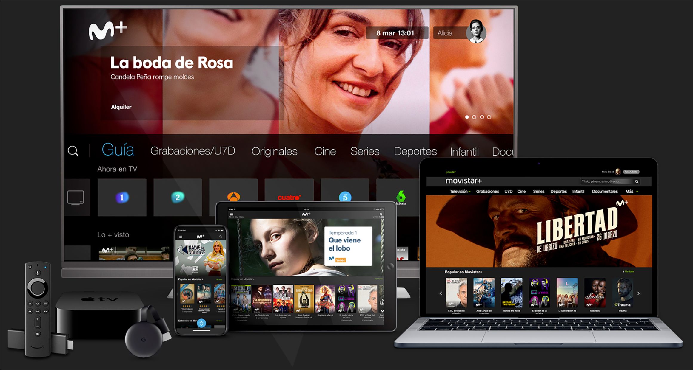 Movistar+ incorpora a la plataforma Mitele Plus (Mediaset España) y ATRESplayer (Atresmedia)