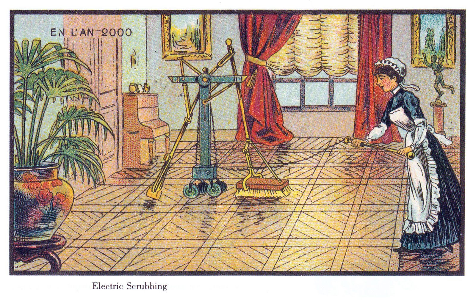 L'An 2000: ilustración de una barredora eléctrica