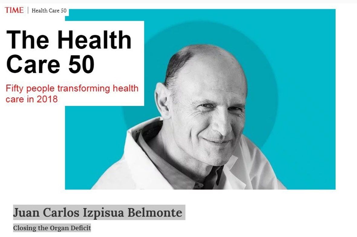 La revista Time elige a Juan Carlos Izpisua entre las 50 personas más influyentes de 2018. Foto: Europa Press