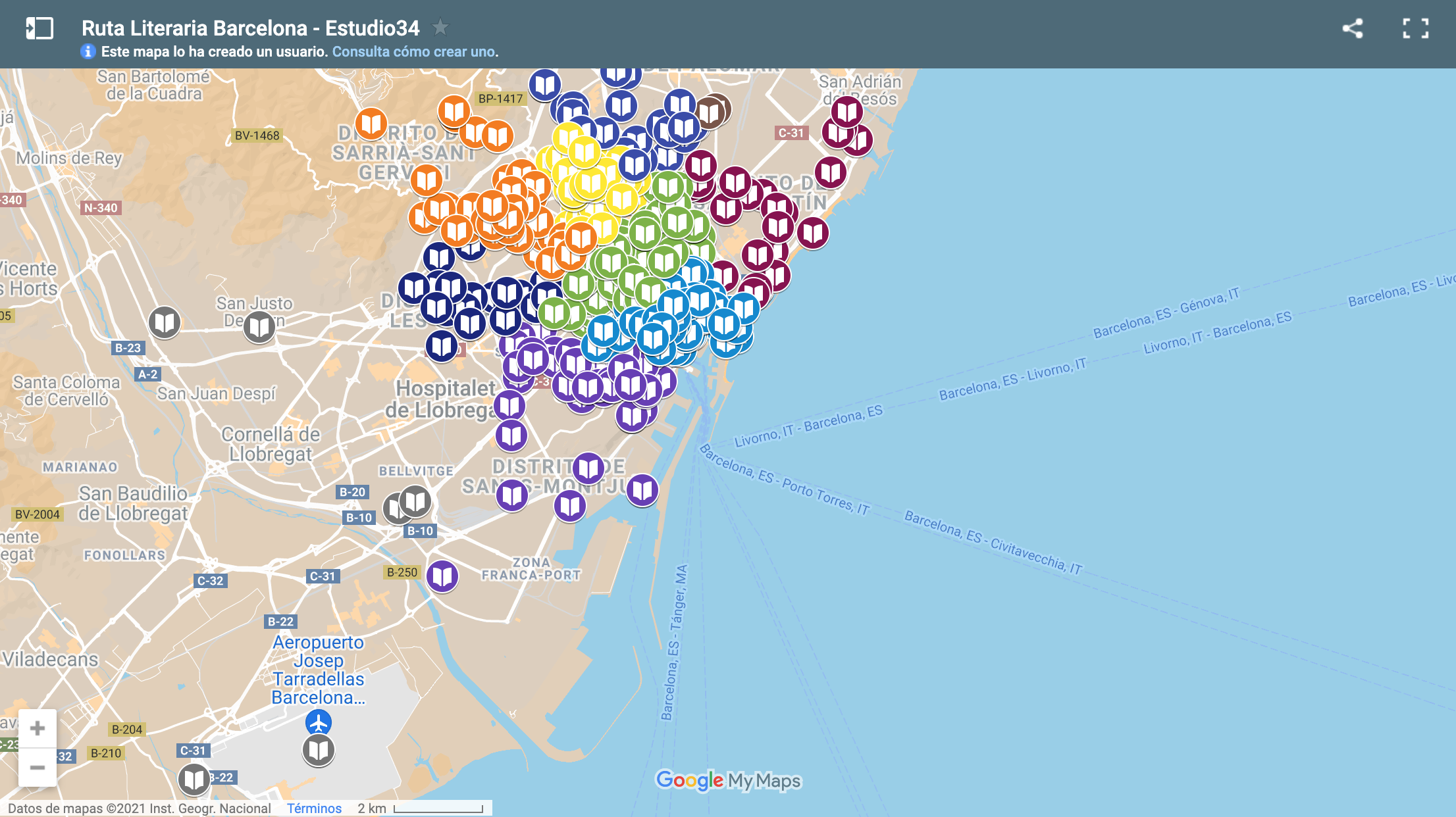 mapa literario interactivo de Barcelona