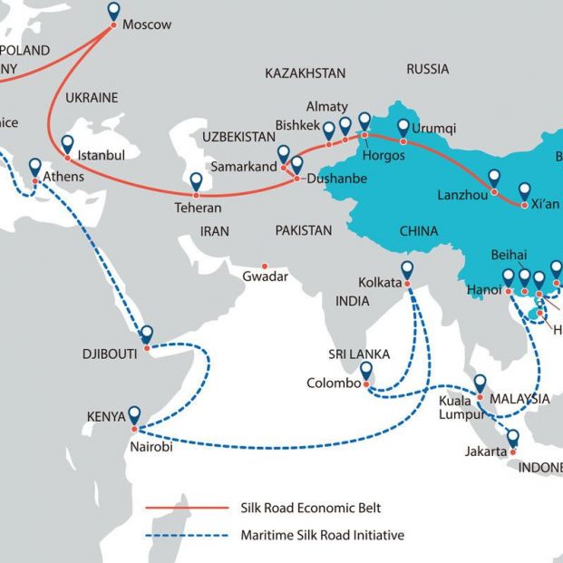 Mapa de la Nueva Ruta de la Seda