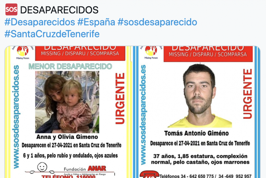 Novedades sobre los movimientos del padre de las niñas desaparecidas en Tenerife. Foto: Europa Press
