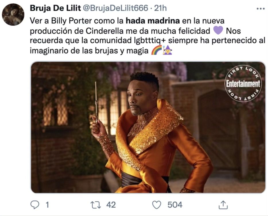 Tuit sobre Billy Porter como 'Fab G' el hada madrina de la nueva versión de La Cenicienta