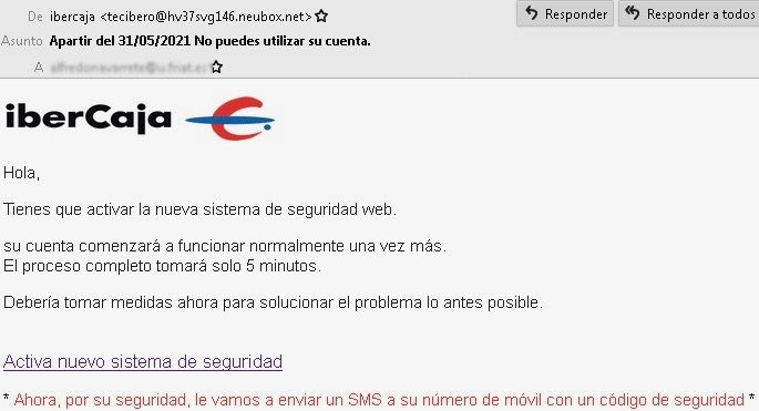 phishing Ibercaja (Imagen OSI) phishing Ibercaja (Imagen OSI)