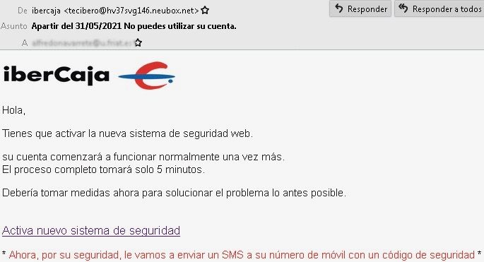 phishing Ibercaja (Imagen OSI)