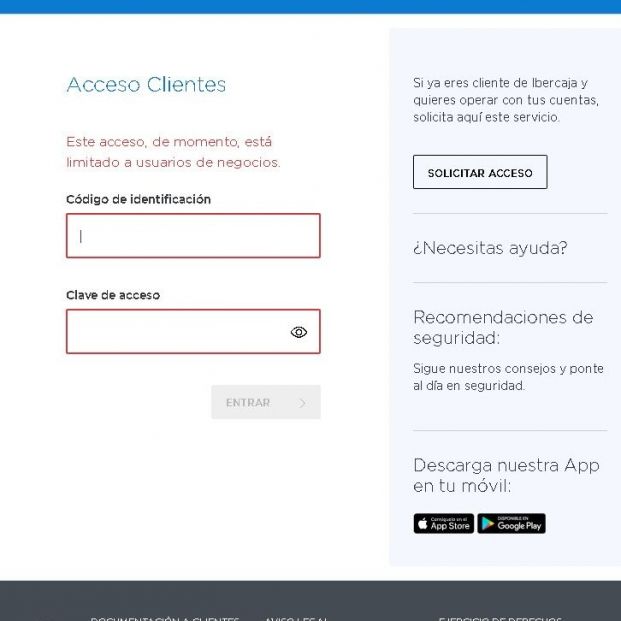 captura phishing acceso Ibercaja (Imagen OSI) captura phishing acceso Ibercaja (Imagen OSI)