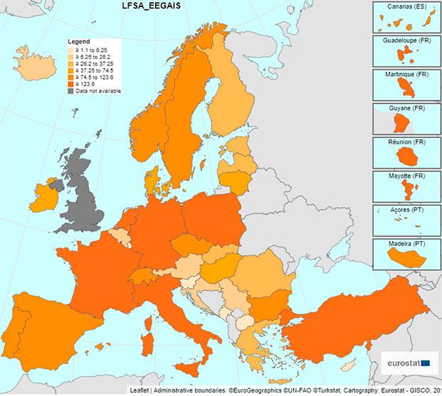 ¿En qué países hay más personas trabajando por encima de los 65 años?