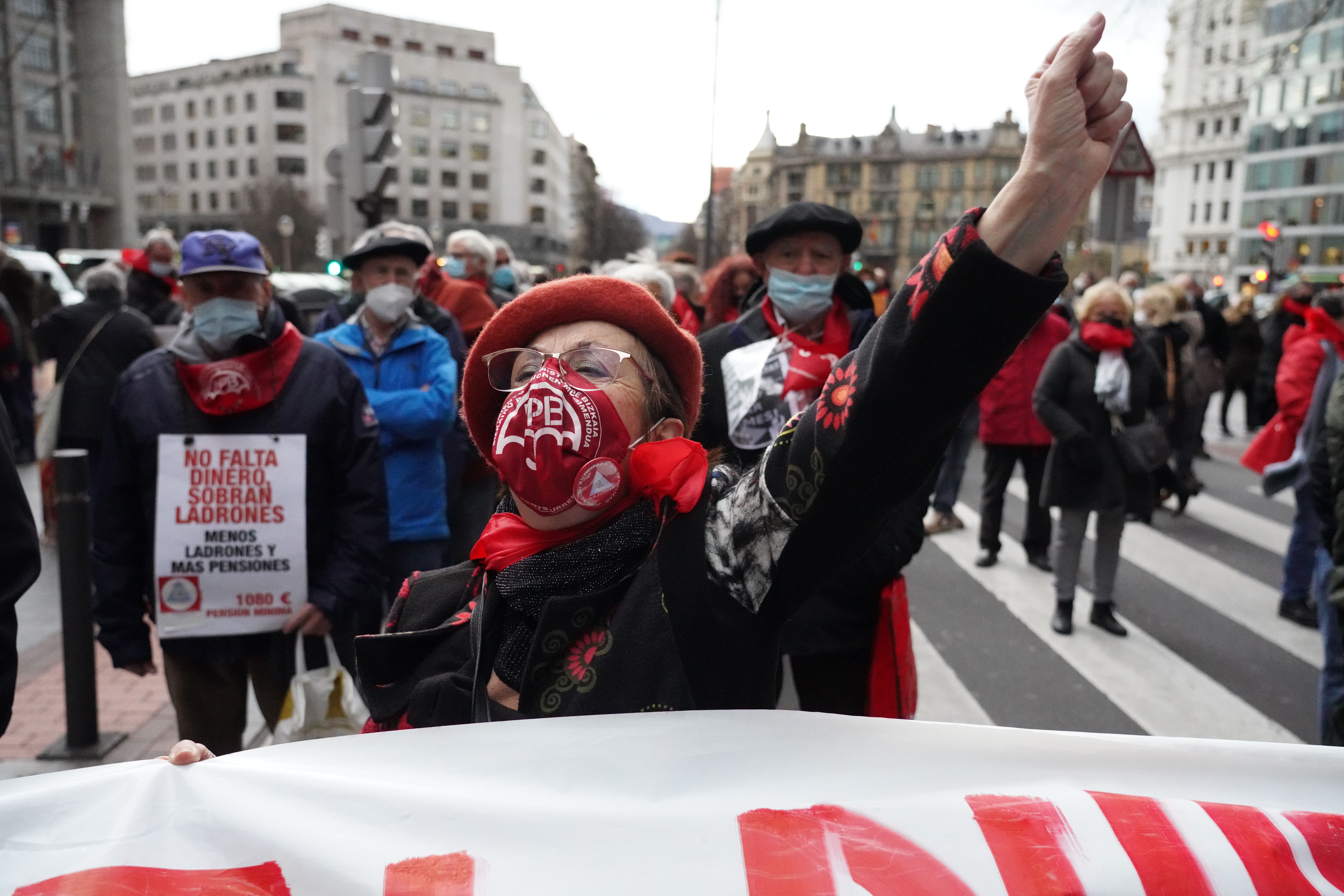 Pensionistas vascos se movilizan por el "inadmisible" maltrato a los mayores durante la pandemia. Foto: Europa Press 