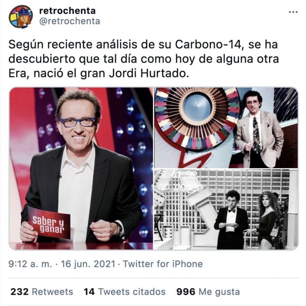 Meme por el cumpleaños de Jordi Hurtado en Twitter. Carbono-14