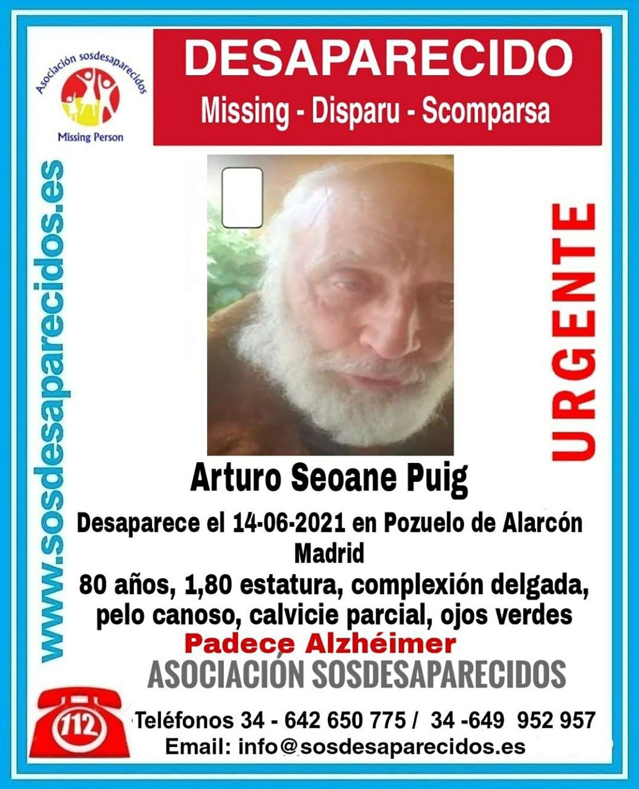 La Policía busca en Madrid a un hombre con alzhéimer desaparecido desde el lunes