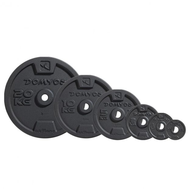 disco pesas 28mm musculacion fundicion 05kg a 20kg domyos crossfitness