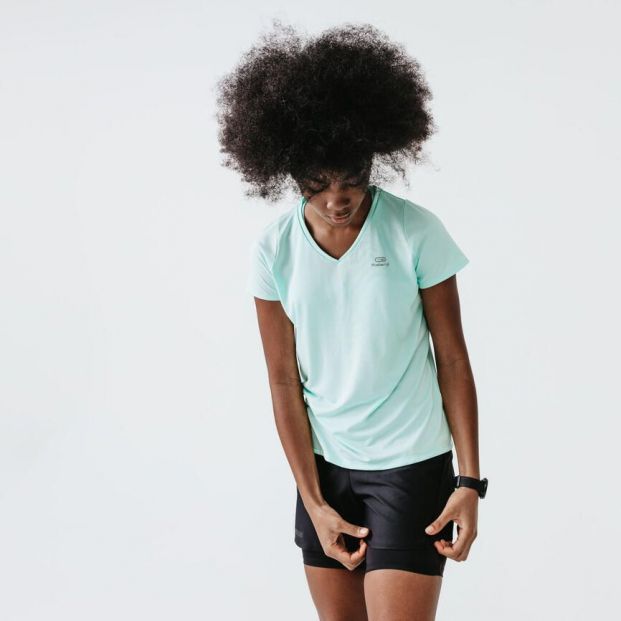 camiseta running run dry mujer verde
