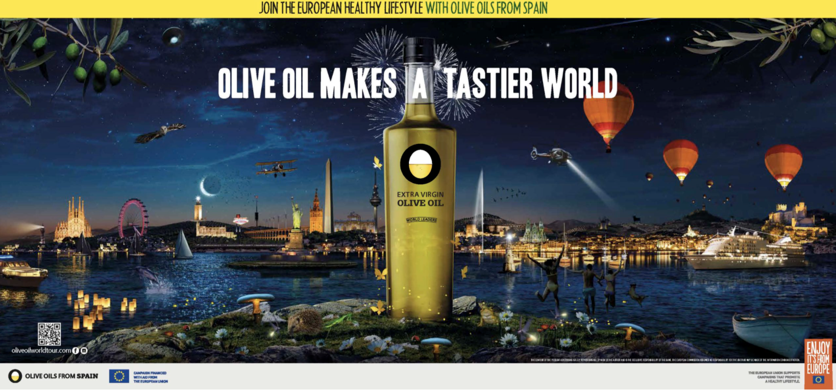 Imagen de campaña Olive Oil World Tour. Foto: Aceites de Oliva de España