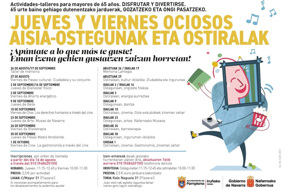 'Jueves y viernes ociosos', un programa de ocio para mayores de 65 años en Pamplona