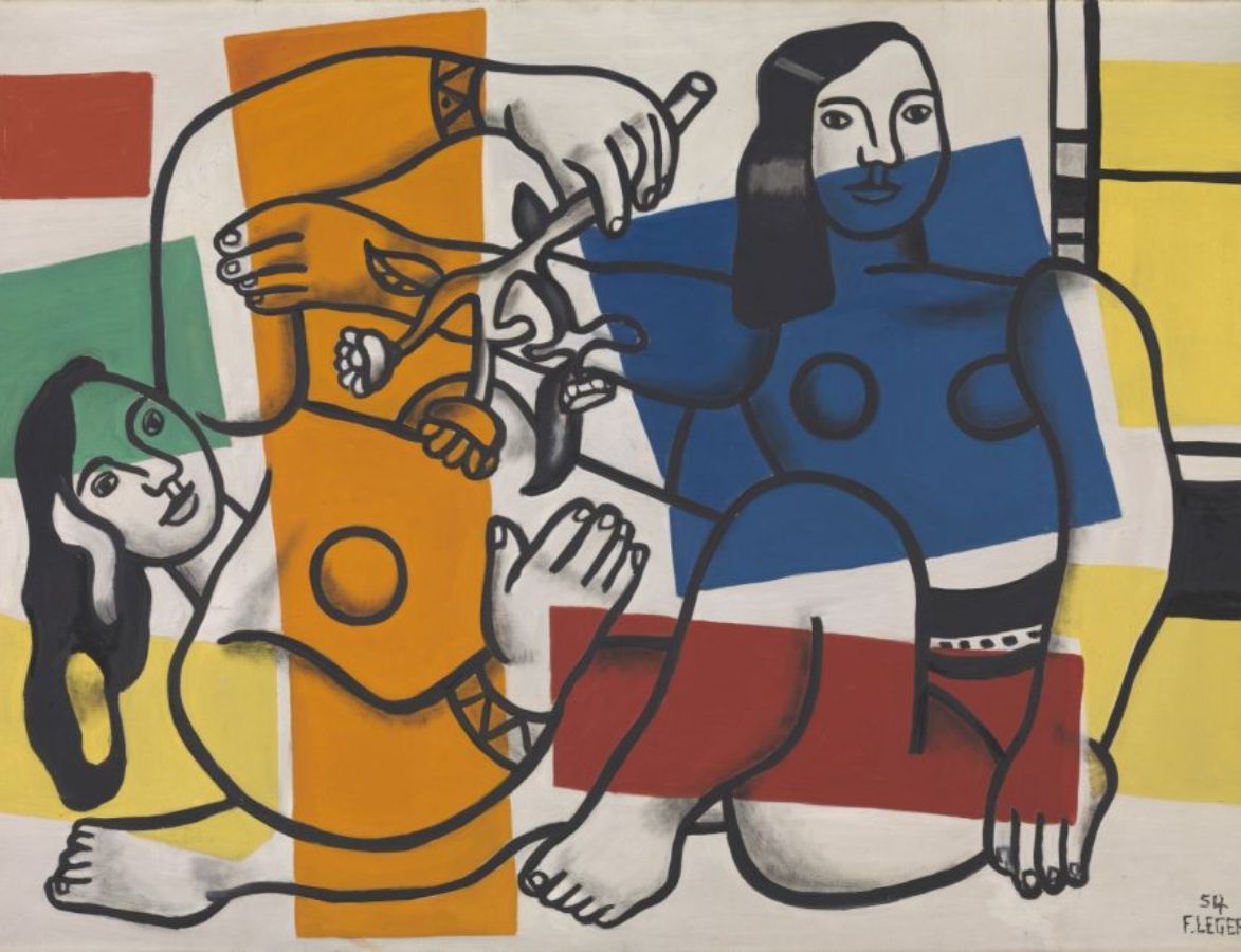 Two Women Holding Flowers (1954, Fernand Léger) (IVAM)