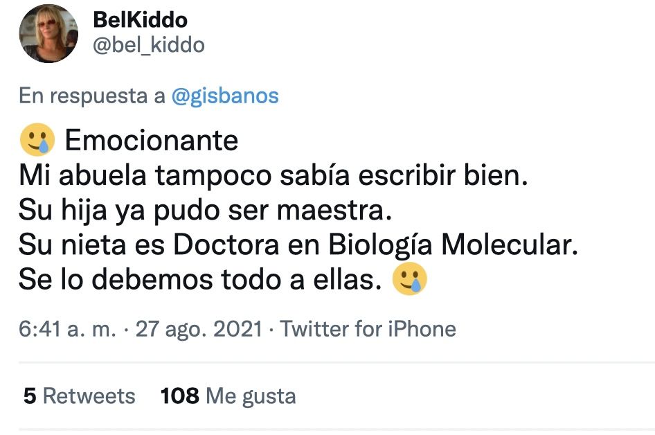 Tuit de admiración a las abuelas (Foto: Twitter)