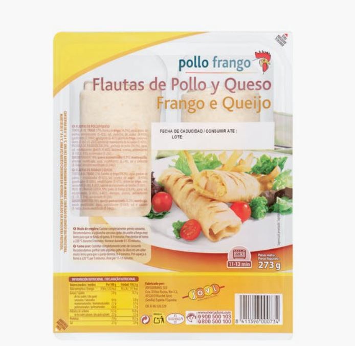 Mercadona flautas de pollo y queso