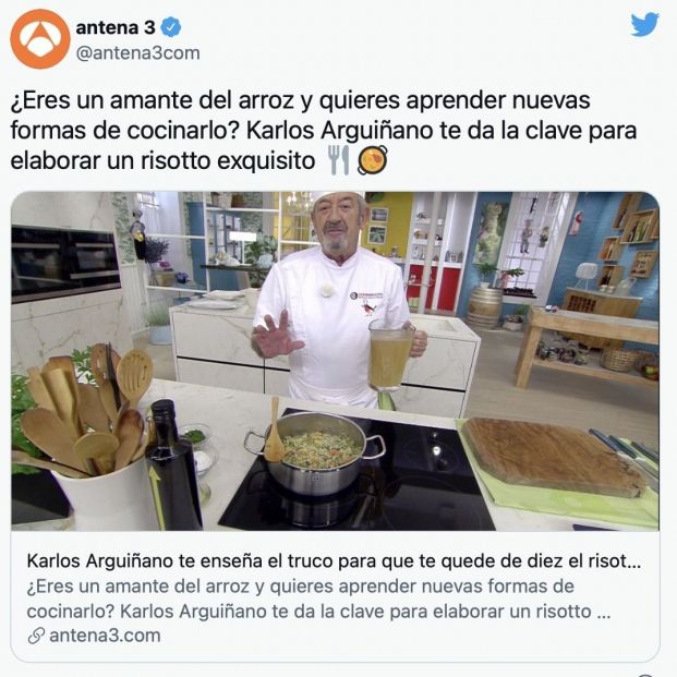 El truco de Arguiñano para que el risotto de verduras te quede perfecto . Foto: Twitter
