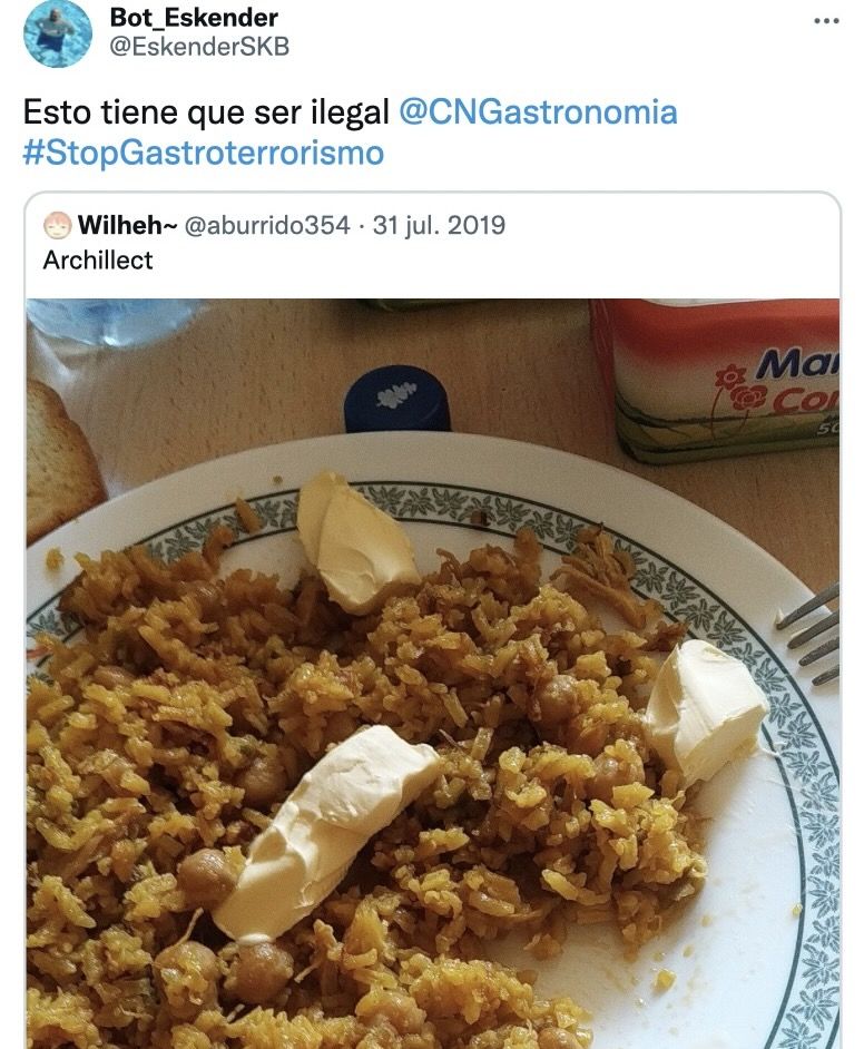 Paella con mantequilla (Foto: @EskenderSKB. Twitter)