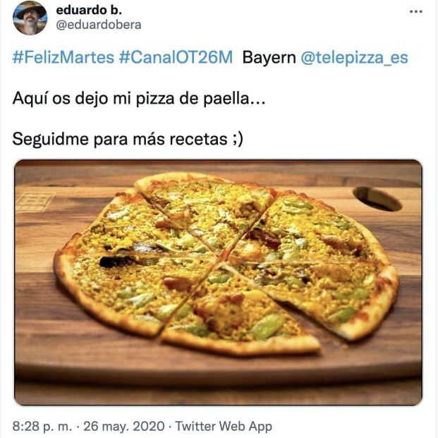 Paella en Pizza. (Foto: @eduardobera. Twitter)