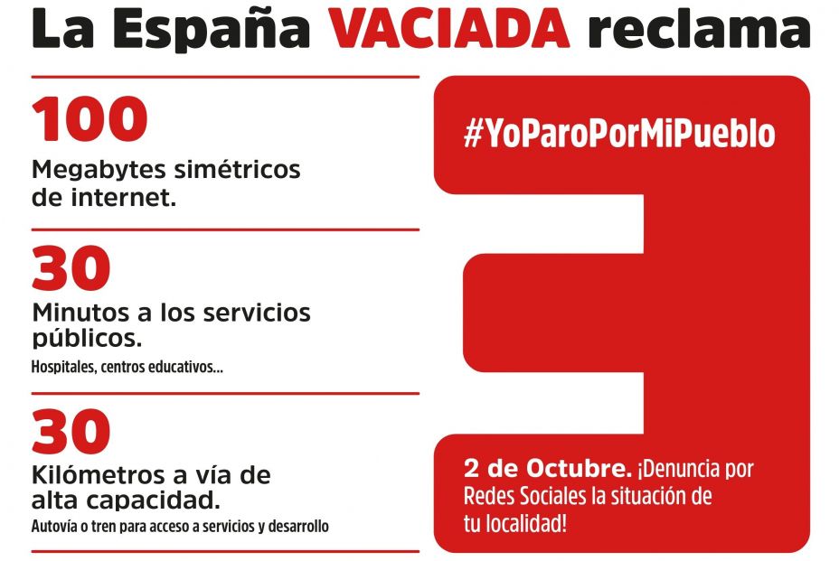 La España Vaciada exige equilibrio territorial con la movilización 'Yo paro mi pueblo' este sábado. Foto: Europa Press