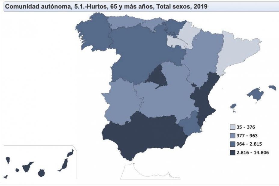 mapa robos 2019 por comunidad