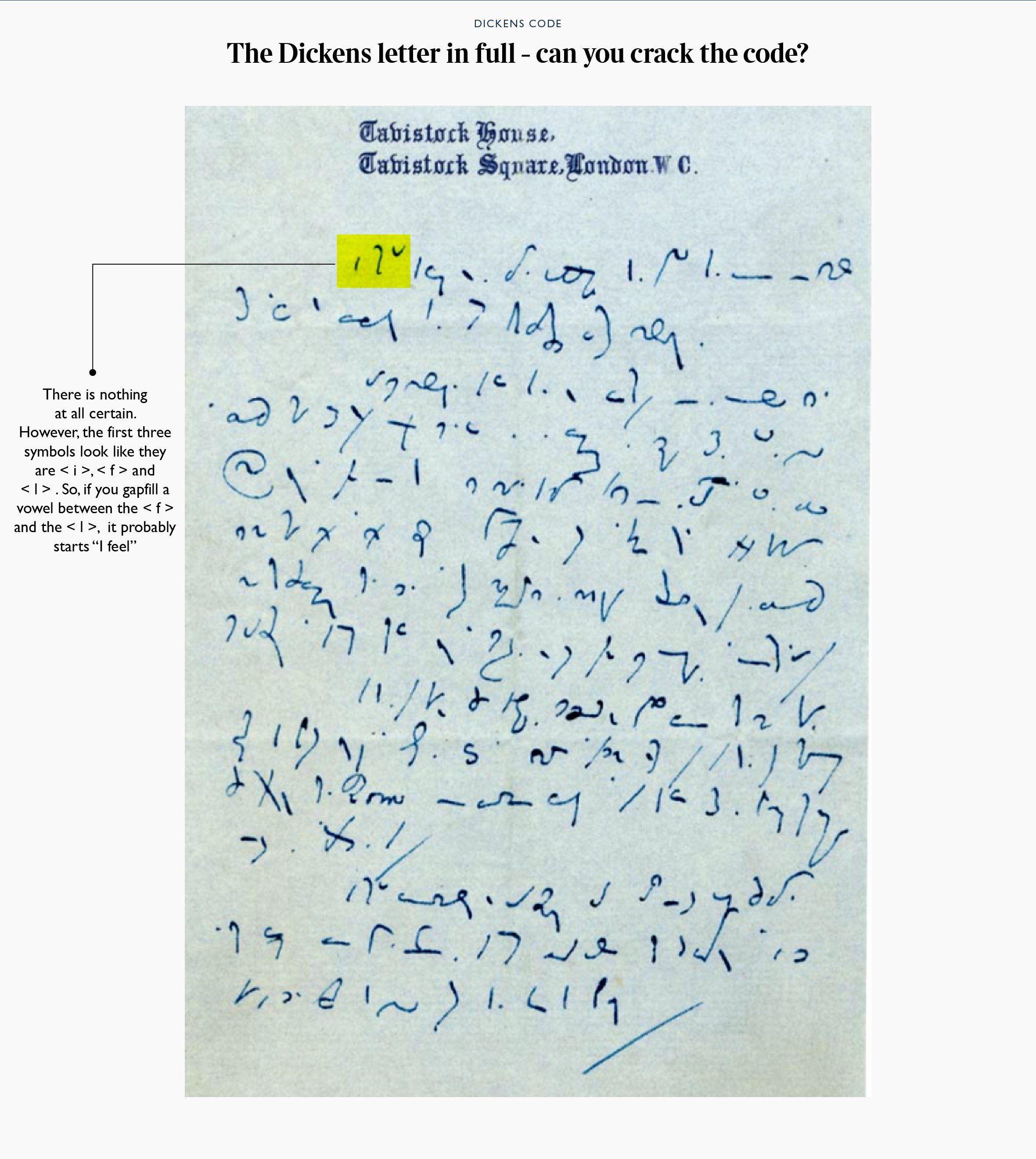 Un rompecabezas imposible: ofrecen 360 euros a quien consiga descifrar una carta de Charles Dickens Un rompecabezas imposible: ofrecen 360 euros a quien consiga descifrar una carta de Charles Dickens