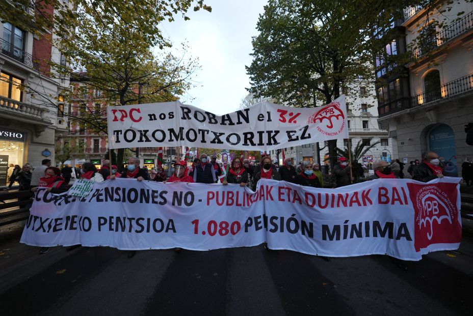 Movimiento de pensionistas de Euskal Herria pide a los jóvenes que se sumen a sus movilizaciones. Foto: Europa Press