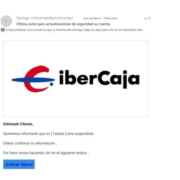 EuropaPress 4174422 imagen emails fraudulentos contra ibercaja (1)