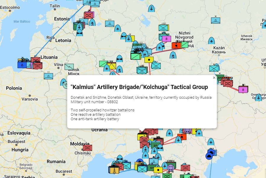 El mapa interactivo que permite ver el avance del ejército ruso