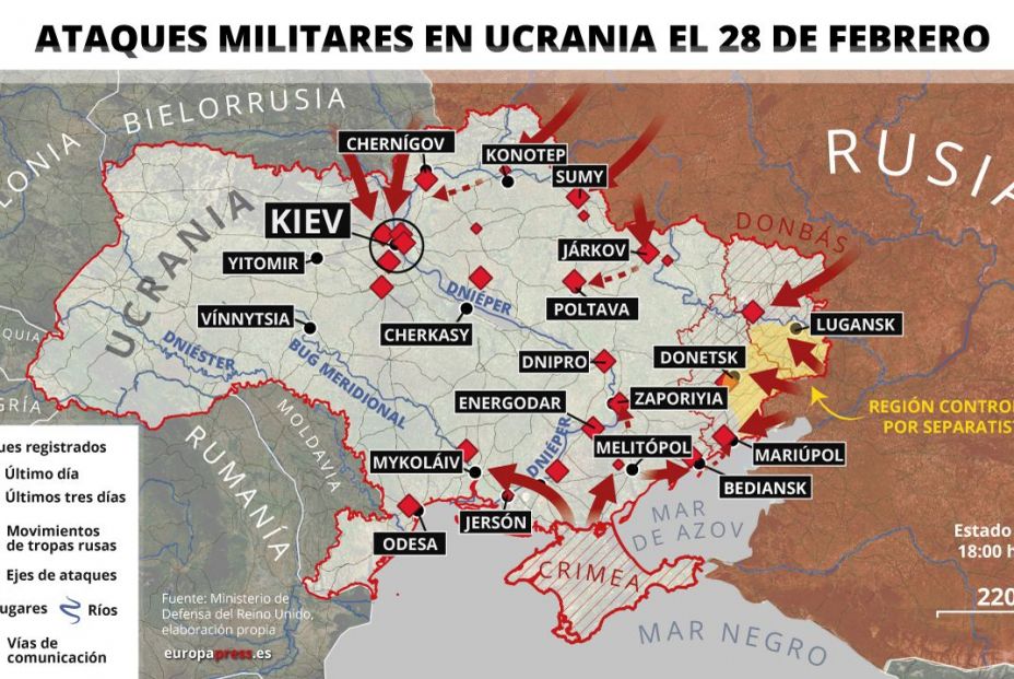 EuropaPress 4281739 ataques militares ucrania registrados 28 febrero estado 1800 rusia asegura