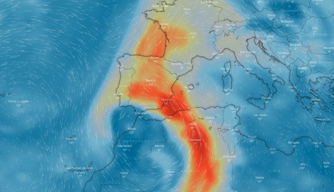 El mapa para seguir en tiempo real el avance de la calima El mapa para seguir en tiempo real el avance de la calima